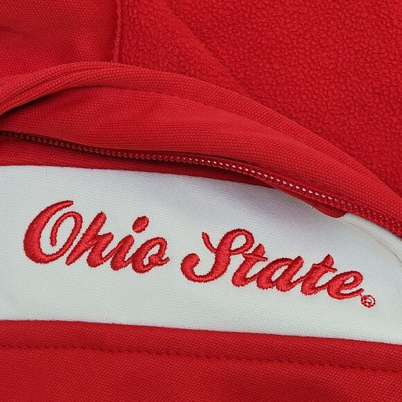 Ohio-State OSU Track Jacket Womens Medium 18x23 Red White Colorblock Raglan - Picture 9 of 10